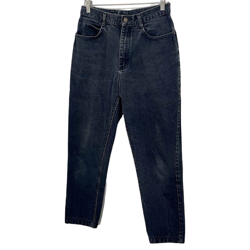 Vintage 90s Lee Black Baggy Jeans Denim Tapered Leg Mom Jean 30" Waist Ankle